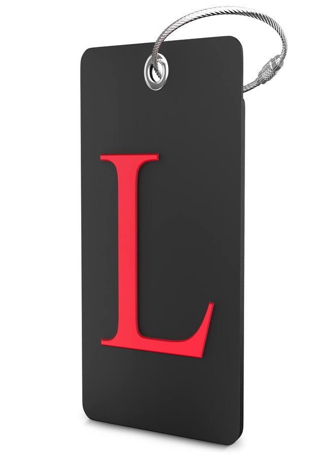Shacke Luggage Tag Initial - Fully Bendable Tag w/Stainless Steel Loop - Black (Letter L) - Image 1
